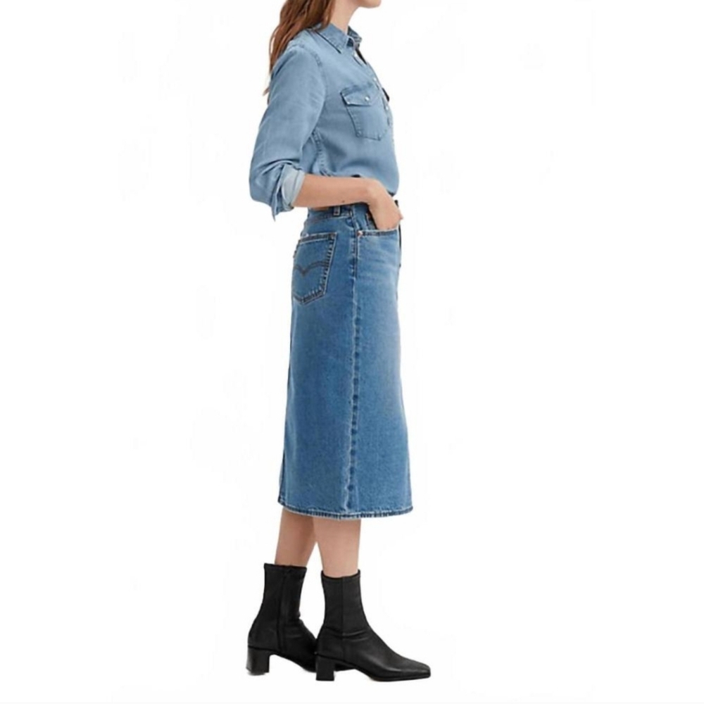 NEW LEVI'S Side Slit Midi Skirt - Size 29 - Picture 3 of 16